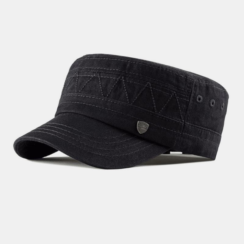 Män Bomull Linne Enfärgad Etikett Sömmar Utomhus Solskydd Casual Military Cap Flat Cap