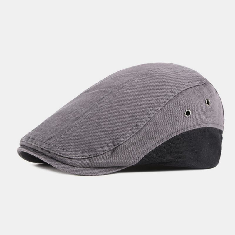 Män Bomull Patchwork Färg Brittisk Stil Utomhus Casual All-match Solskydd Forward Hat Basker Hat