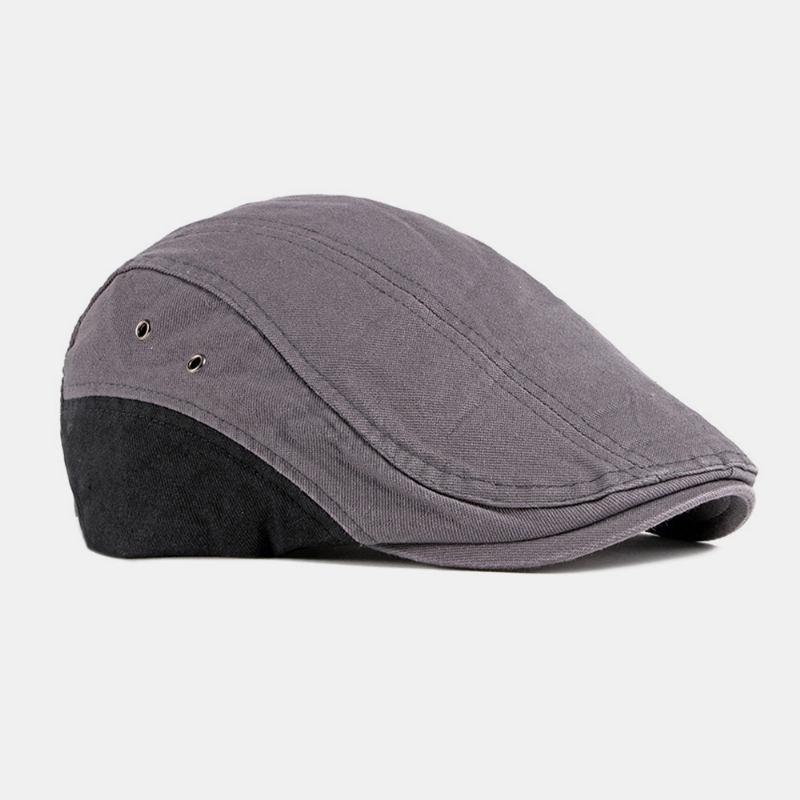 Män Bomull Patchwork Färg Brittisk Stil Utomhus Casual All-match Solskydd Forward Hat Basker Hat