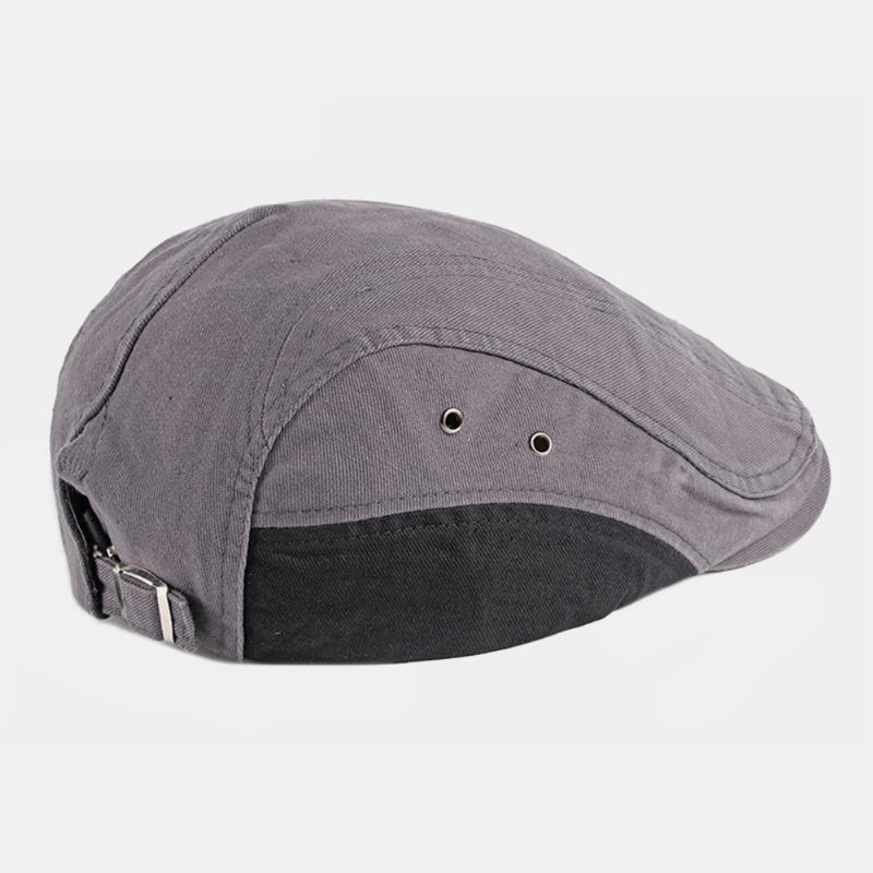 Män Bomull Patchwork Färg Brittisk Stil Utomhus Casual All-match Solskydd Forward Hat Basker Hat