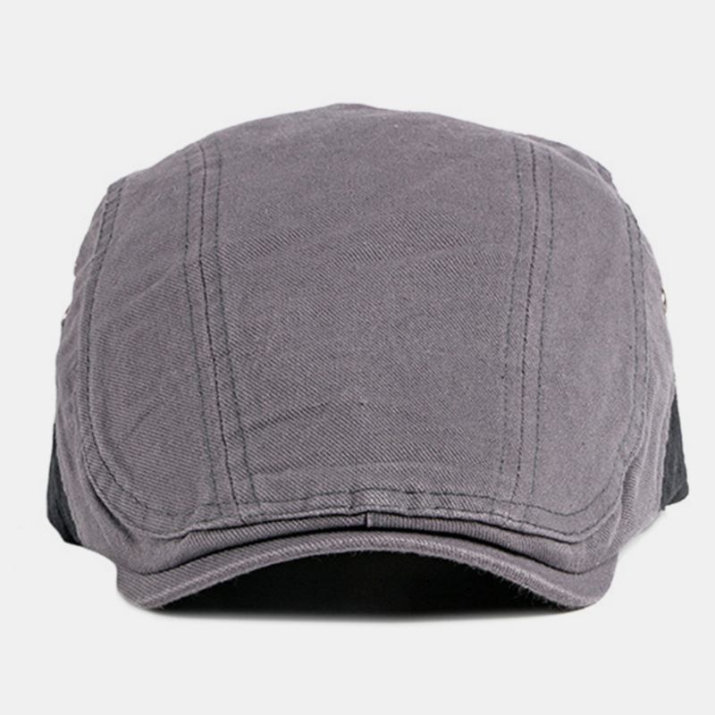 Män Bomull Patchwork Färg Brittisk Stil Utomhus Casual All-match Solskydd Forward Hat Basker Hat