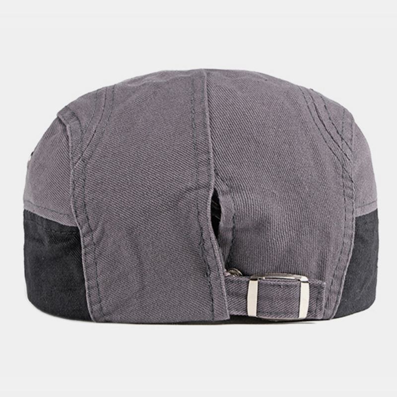 Män Bomull Patchwork Färg Brittisk Stil Utomhus Casual All-match Solskydd Forward Hat Basker Hat