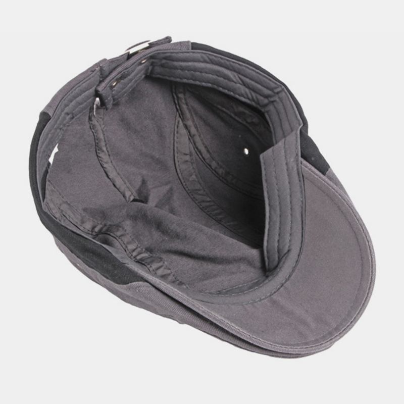 Män Bomull Patchwork Färg Brittisk Stil Utomhus Casual All-match Solskydd Forward Hat Basker Hat