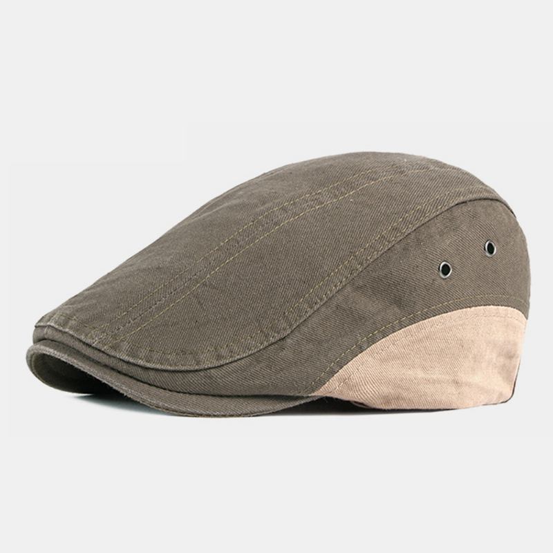 Män Bomull Patchwork Färg Brittisk Stil Utomhus Casual All-match Solskydd Forward Hat Basker Hat