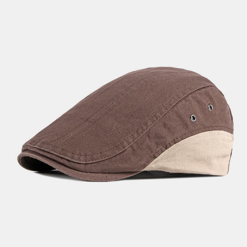 Män Bomull Patchwork Färg Brittisk Stil Utomhus Casual All-match Solskydd Forward Hat Basker Hat