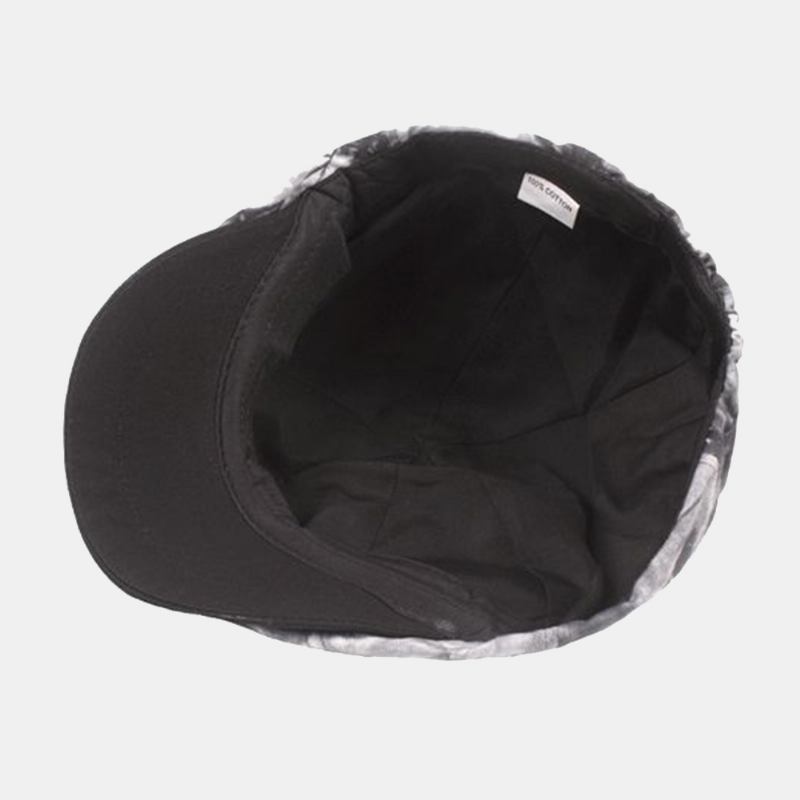 Män Bomullsbläck Målning Åttkantig Hatt Kinesisk Stil Retro Kortbrättad Basker Målarkeps Newsboy Hatt