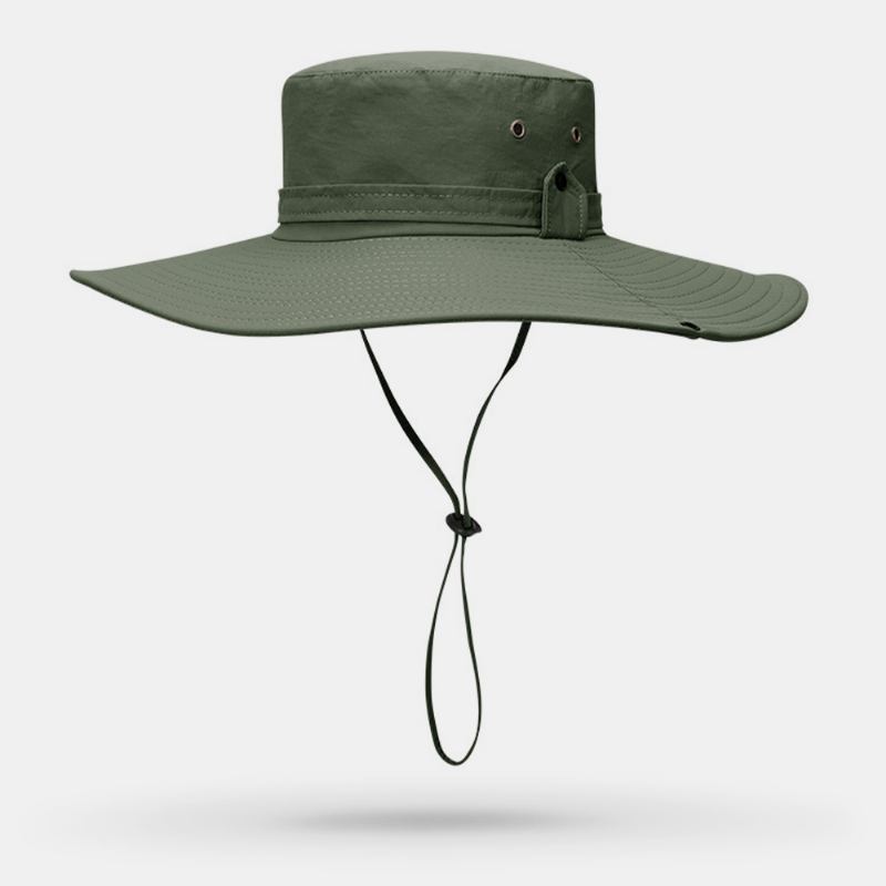 Män Bred Brätte 12 cm Utomhusfiske Klättring Uv-skydd Solskydd Slittålig Bucket Hat Som Andas