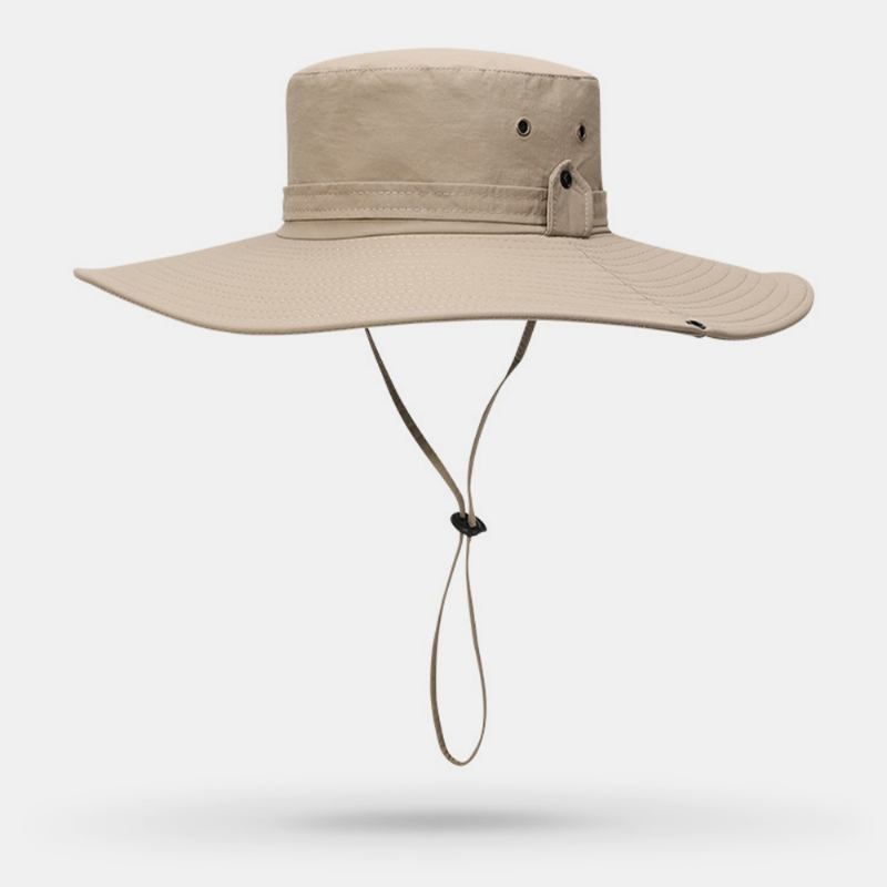 Män Bred Brätte 12 cm Utomhusfiske Klättring Uv-skydd Solskydd Slittålig Bucket Hat Som Andas