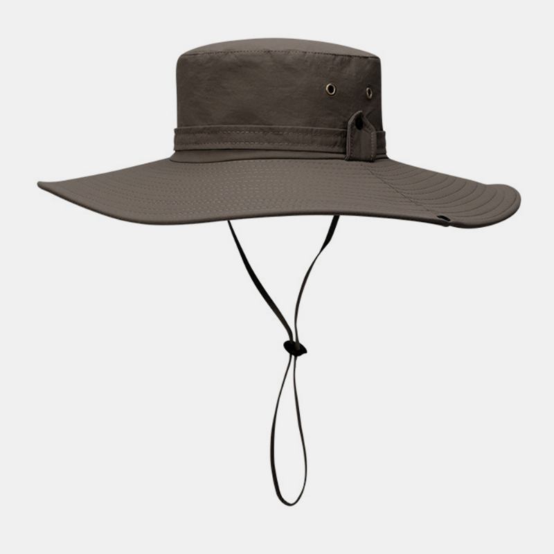 Män Bred Brätte 12 cm Utomhusfiske Klättring Uv-skydd Solskydd Slittålig Bucket Hat Som Andas