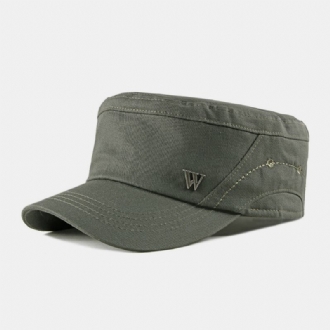 Män Bred Brätte Brev Metalletikett Platt Keps Casual Outdoor Solskydd Militär Cap Peaked Cap