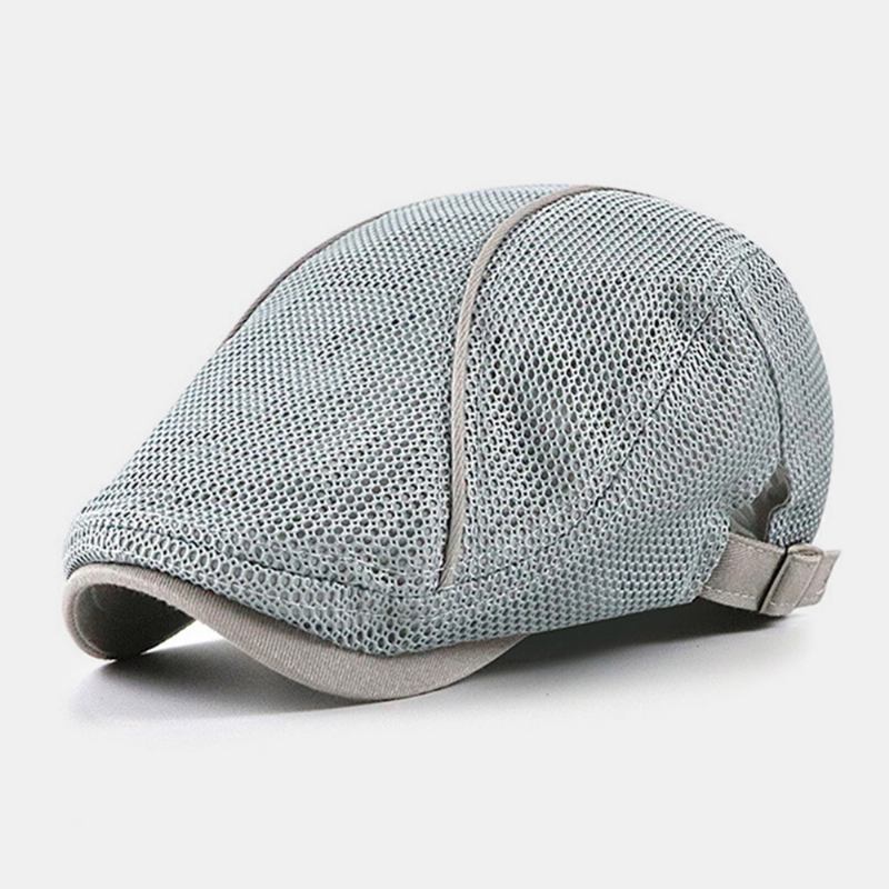 Män Dacron Enfärgade Mesh Andningsbar Solskyddsmedel Basker Flat Cap