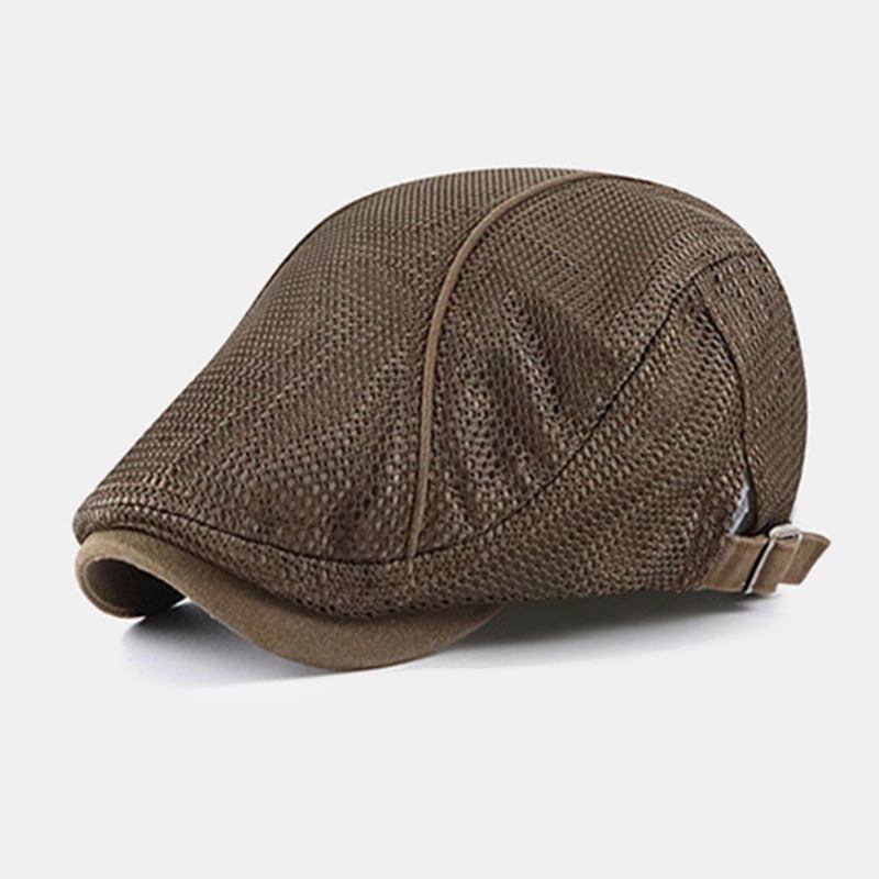 Män Dacron Enfärgade Mesh Andningsbar Solskyddsmedel Basker Flat Cap