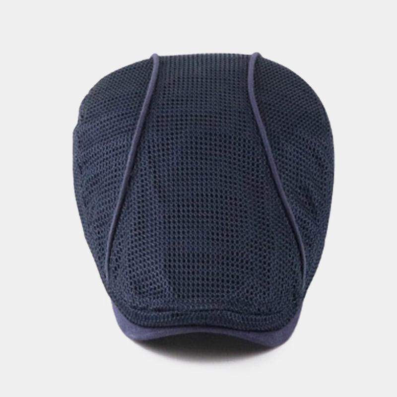 Män Dacron Enfärgade Mesh Andningsbar Solskyddsmedel Basker Flat Cap