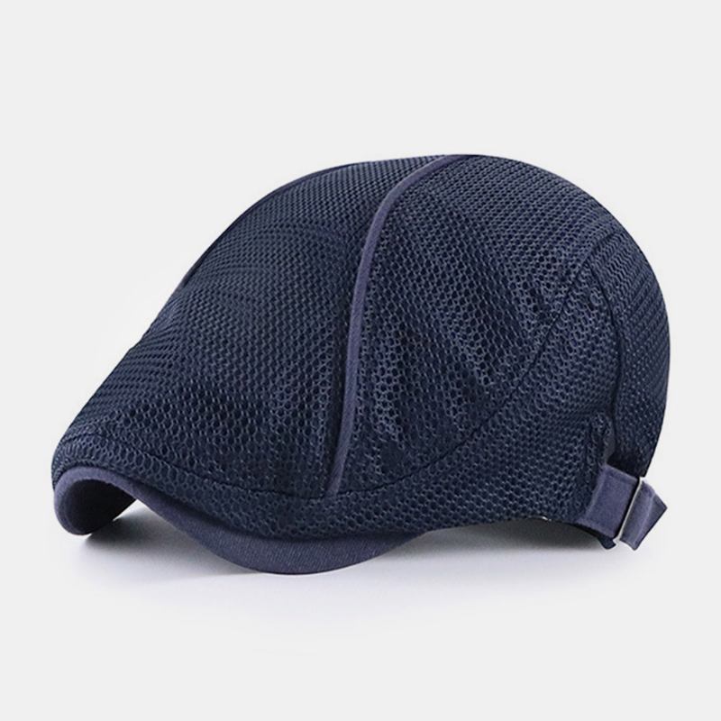 Män Dacron Enfärgade Mesh Andningsbar Solskyddsmedel Basker Flat Cap