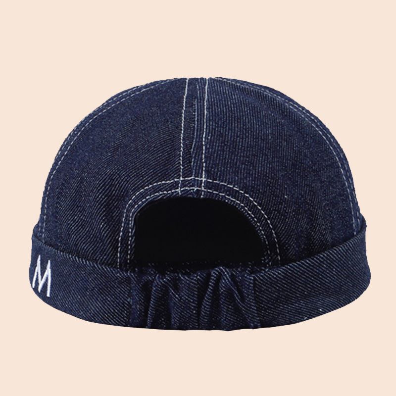 Män Denim Dome Brev Broderi Hyresvärd Keps Hip Hop Sommar Solskydd Justerbar Brättelös Mössa Döskalle Keps