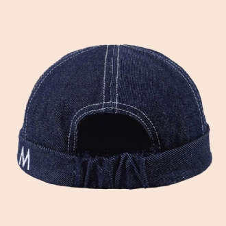 Män Denim Dome Brev Broderi Hyresvärd Keps Hip Hop Sommar Solskydd Justerbar Brättelös Mössa Döskalle Keps