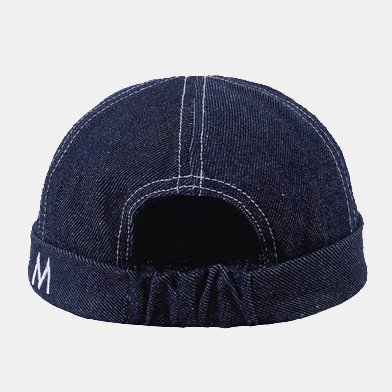 Män Denim Dome Brev Broderi Hyresvärd Keps Hip Hop Sommar Solskydd Justerbar Brättelös Mössa Döskalle Keps