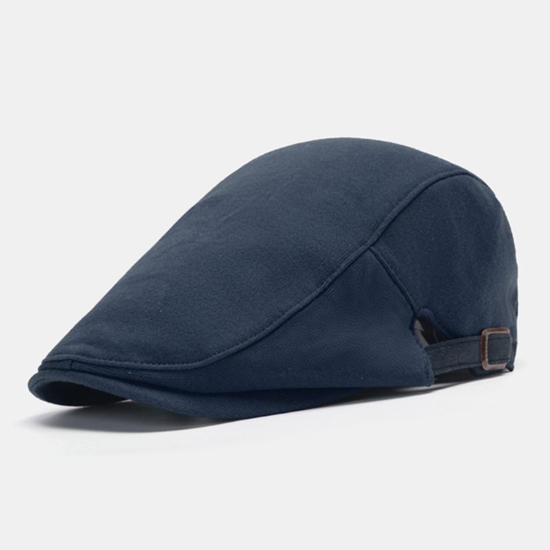 Män Enfärgad Casual Basker Brittisk Retro Solskydd Forward Hat Flat Hat Newsboy Hat Painter Hat