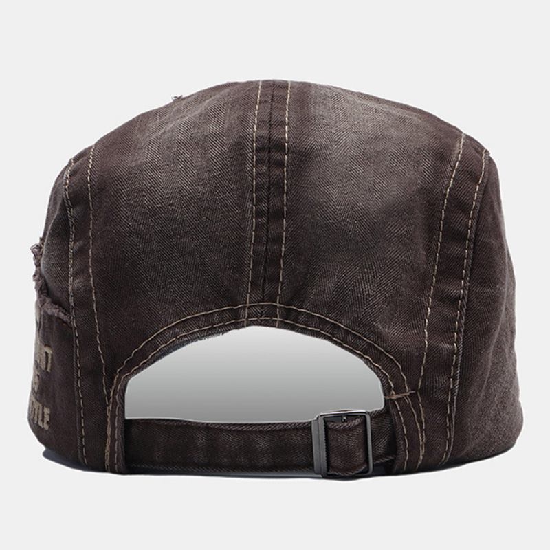 Män Färgmatchande Hand Brevbroderi Justerbar Casual Solskydd Basker Cap Flat Hat