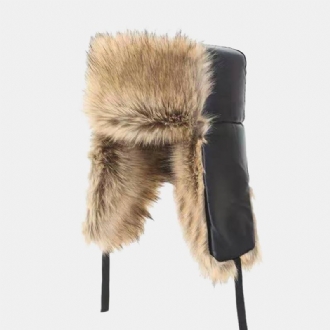 Män Faux Fox Fur Tjocka Varm Vindtät Trapper Hat Vinter Outdoor Ridning Öronskydd Ushanka Hat