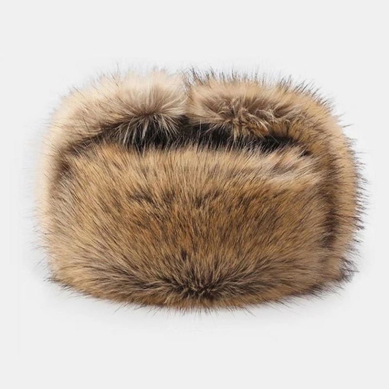 Män Faux Fox Fur Tjocka Varm Vindtät Trapper Hat Vinter Outdoor Ridning Öronskydd Ushanka Hat