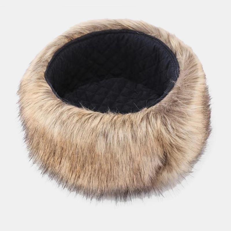 Män Faux Fox Fur Tjocka Varm Vindtät Trapper Hat Vinter Outdoor Ridning Öronskydd Ushanka Hat