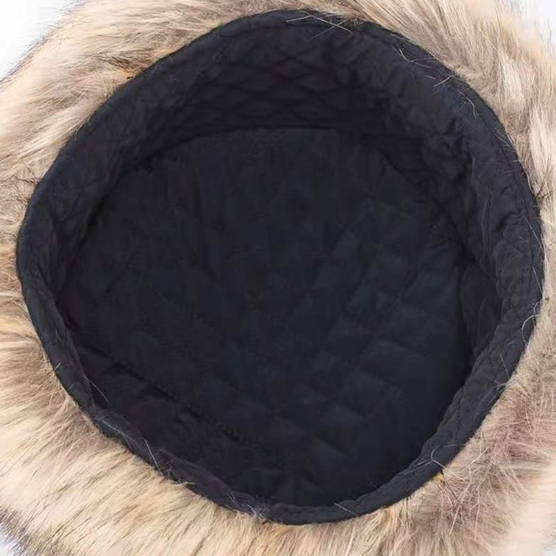 Män Faux Fox Fur Tjocka Varm Vindtät Trapper Hat Vinter Outdoor Ridning Öronskydd Ushanka Hat