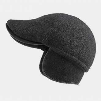 Män Filt Öronskydd Vinter Utomhus Enfärgad Casual Universal Plus Thicken Plus Velvet Basker Hat Framåt Hatt