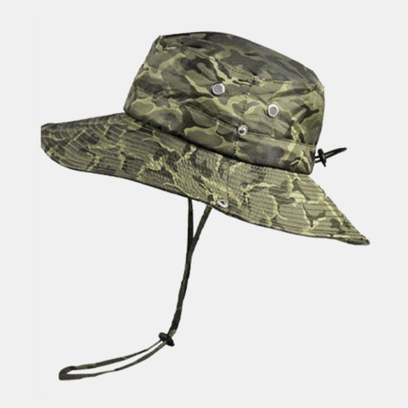 Män Kamouflage 360 Graders Skydd Bred Brätte Utomhusfiske Klättring Uv-skydd Vattentät Andas Bucket Hat