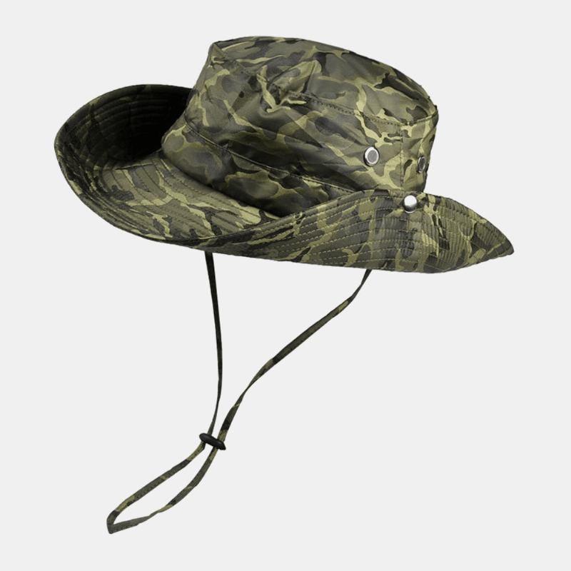 Män Kamouflage 360 Graders Skydd Bred Brätte Utomhusfiske Klättring Uv-skydd Vattentät Andas Bucket Hat