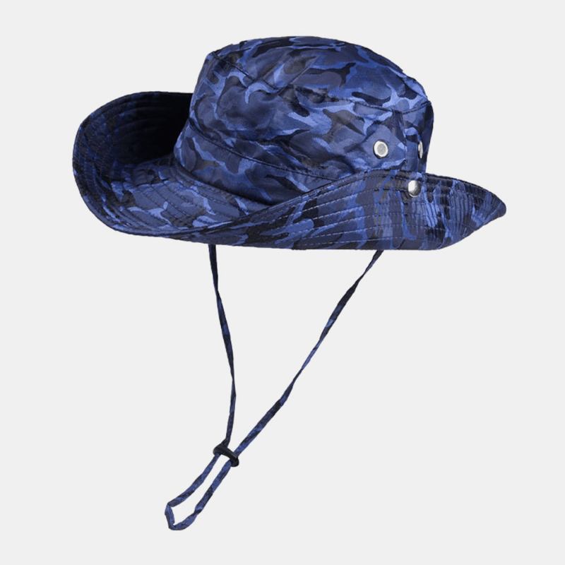 Män Kamouflage 360 Graders Skydd Bred Brätte Utomhusfiske Klättring Uv-skydd Vattentät Andas Bucket Hat