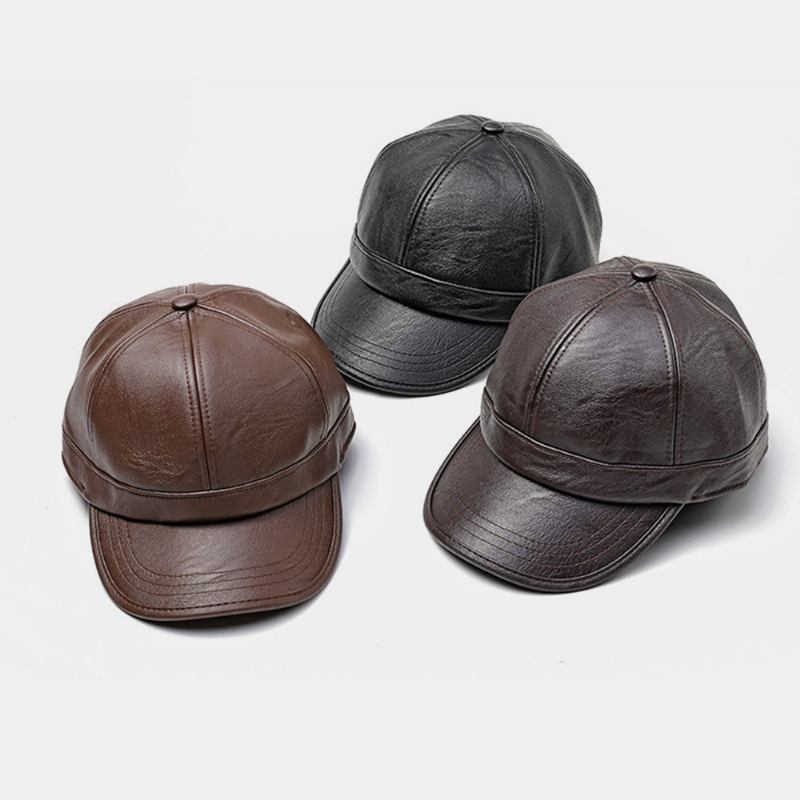 Män Konstläder Öronskyddad Håll Varm Casual Solid Baseball Hat