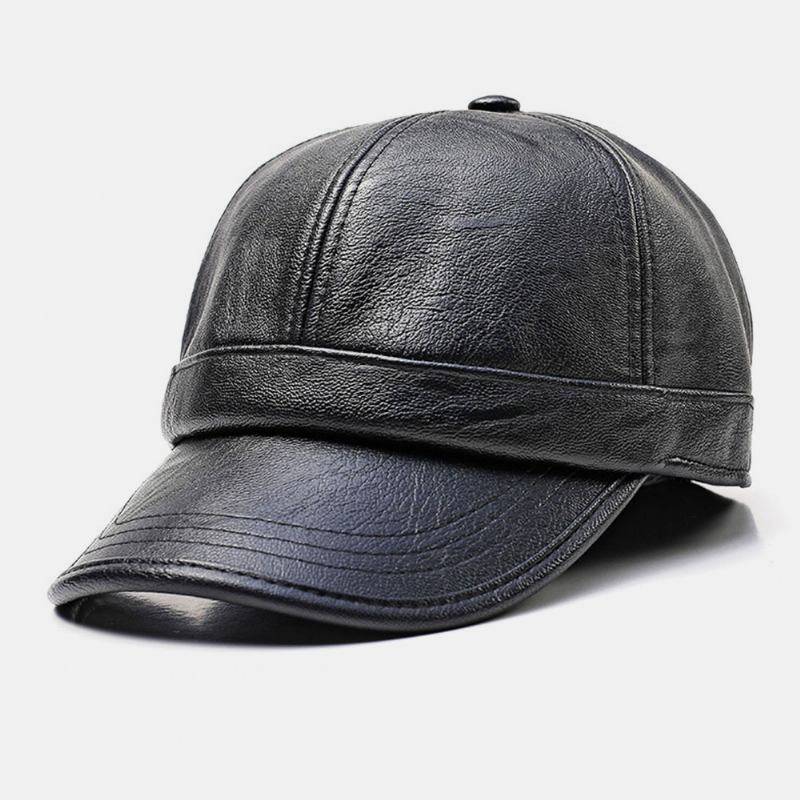 Män Konstläder Öronskyddad Håll Varm Casual Solid Baseball Hat