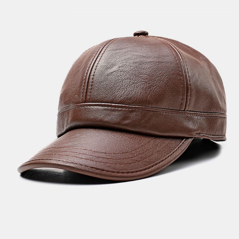 Män Konstläder Öronskyddad Håll Varm Casual Solid Baseball Hat