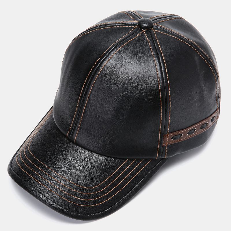 Män Konstläder Vintage Baseballkeps Personlighet Med Vävd Hatt