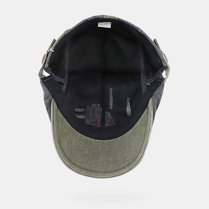 Män Kort Brätte Distressed Slitet Hål Basker Platt Keps Retro Justerbar Andningsbar Framåt Cap Newsboy Hatt