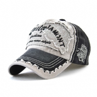 Män Kvinnor Canvas Letter Med Tryck Patchwork Peaked Cap