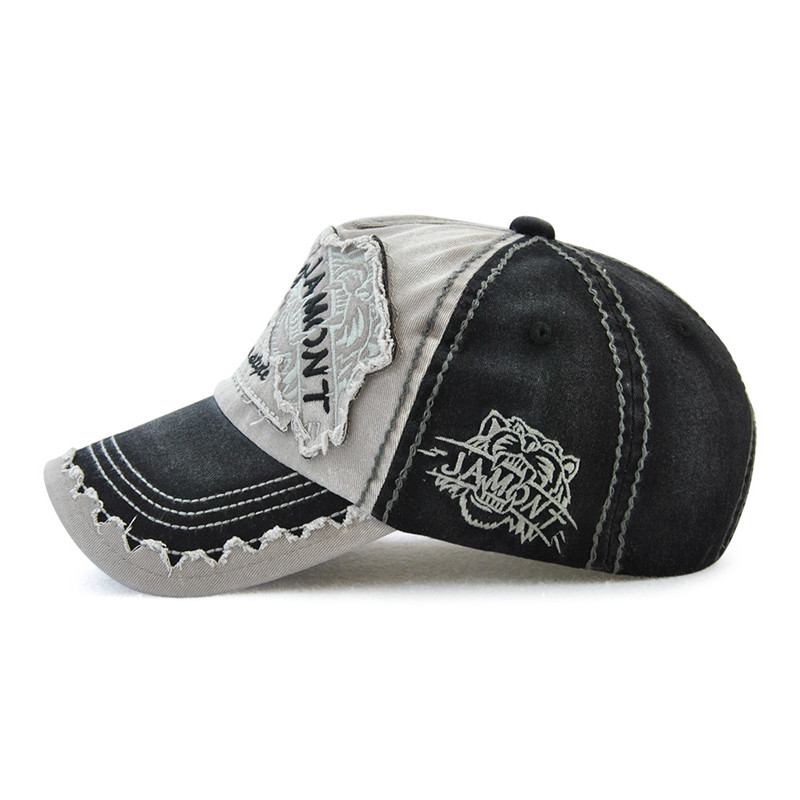 Män Kvinnor Canvas Letter Med Tryck Patchwork Peaked Cap