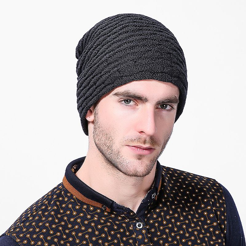 Män Kvinnor Stripe Stickad Tjockare Varm Beanie Cap