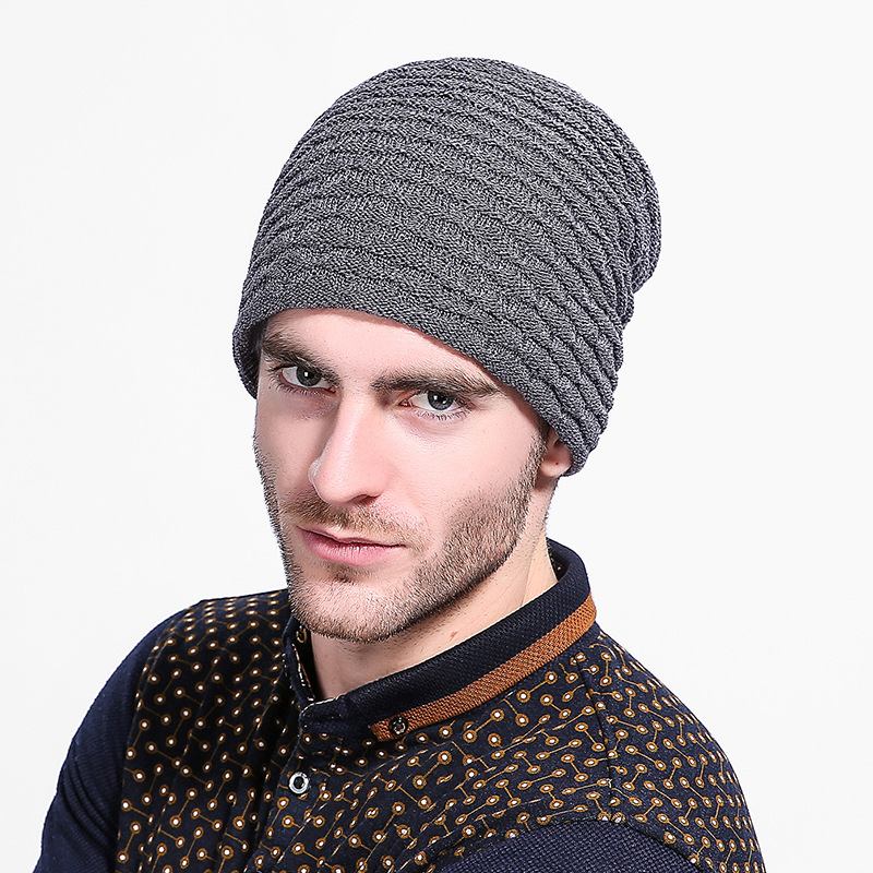 Män Kvinnor Stripe Stickad Tjockare Varm Beanie Cap