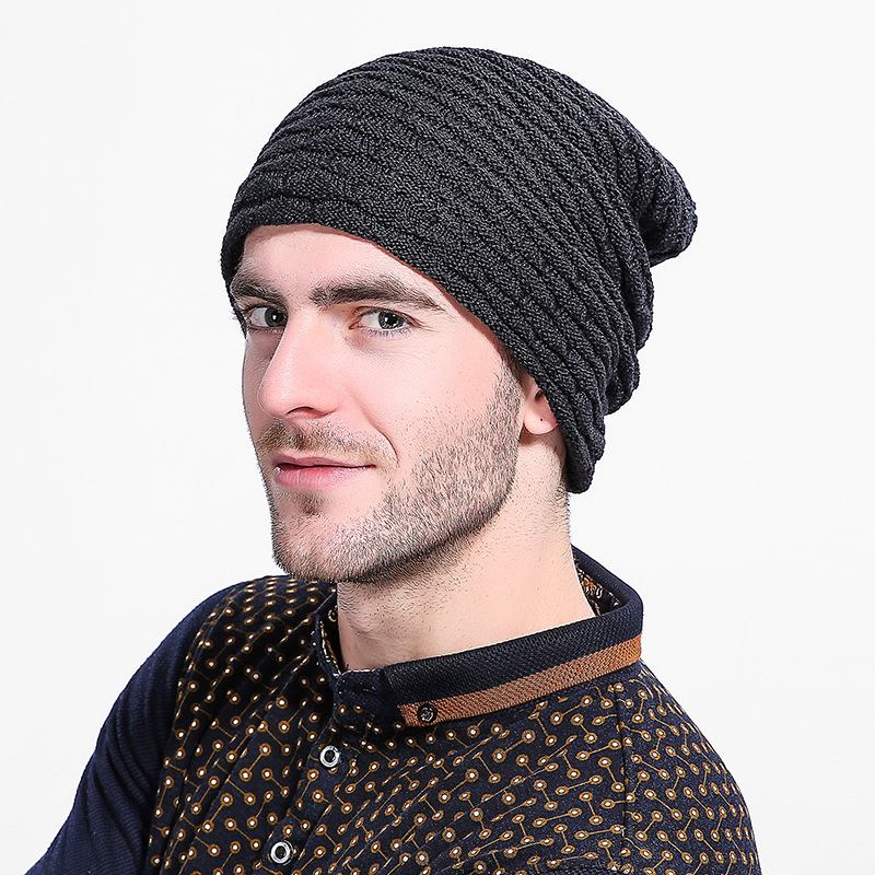 Män Kvinnor Stripe Stickad Tjockare Varm Beanie Cap