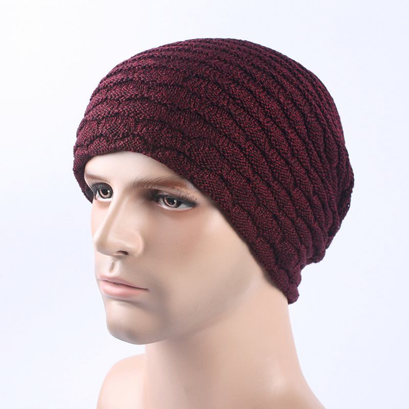 Män Kvinnor Stripe Stickad Tjockare Varm Beanie Cap