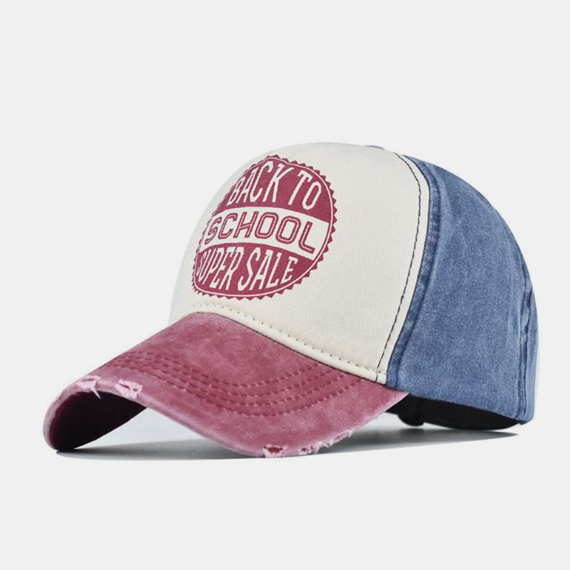 Män Made-gammal Bomull Tvättad Kontrastfärg Casual Baseball Hat