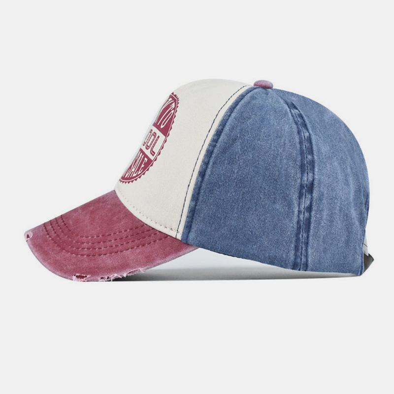 Män Made-gammal Bomull Tvättad Kontrastfärg Casual Baseball Hat