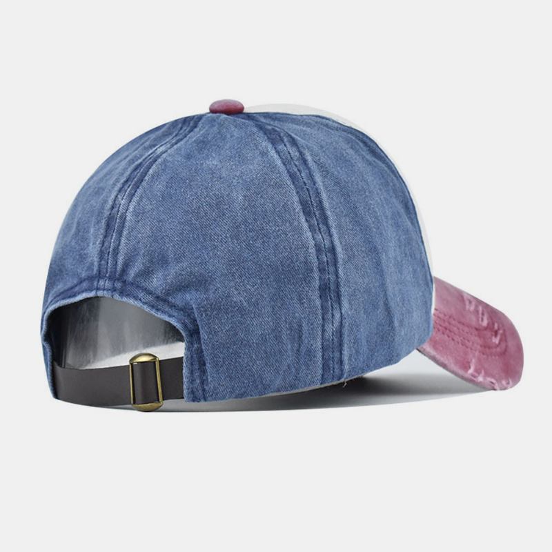 Män Made-gammal Bomull Tvättad Kontrastfärg Casual Baseball Hat