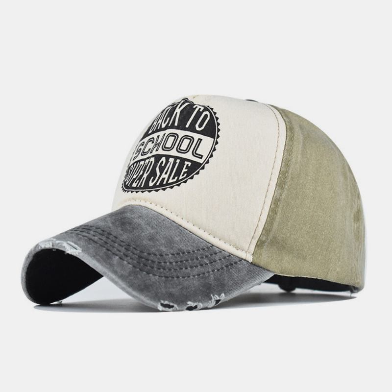 Män Made-gammal Bomull Tvättad Kontrastfärg Casual Baseball Hat