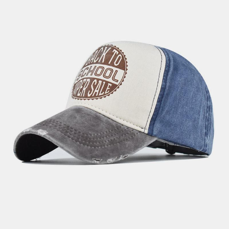 Män Made-gammal Bomull Tvättad Kontrastfärg Casual Baseball Hat