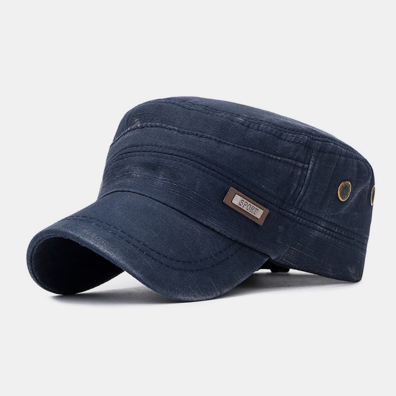 Män Made-gammal Bomull Utomhus Casual Brief Militär Hatt Flat Hat Peaked Hat