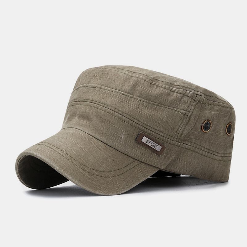 Män Made-gammal Bomull Utomhus Casual Brief Militär Hatt Flat Hat Peaked Hat