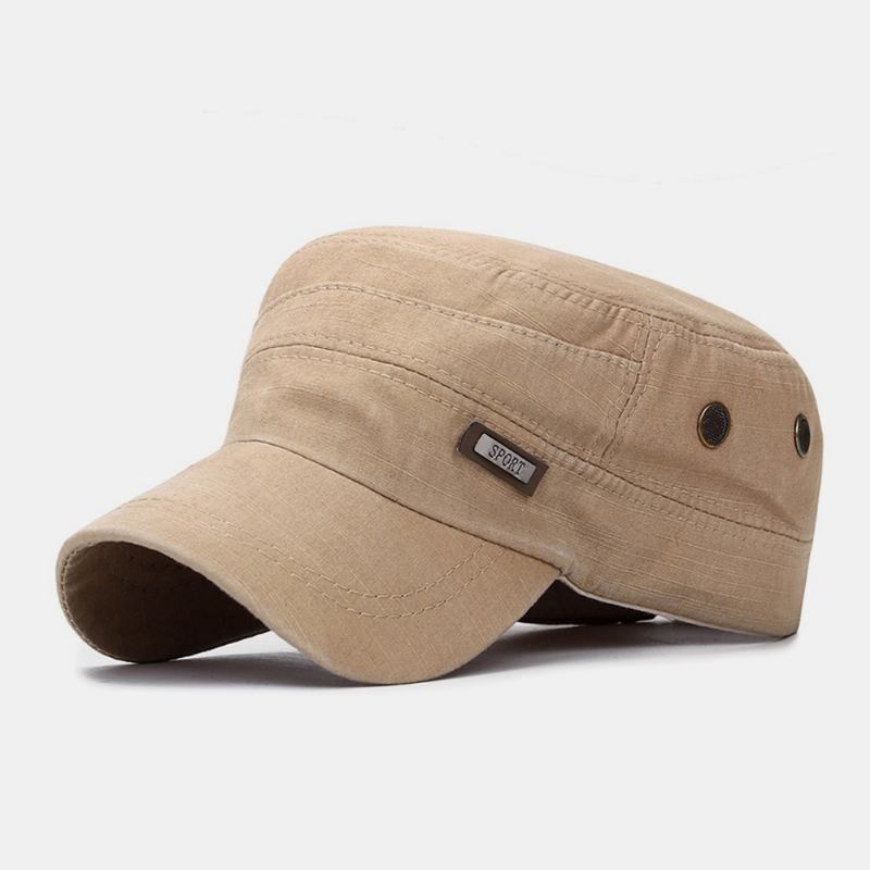 Män Made-gammal Bomull Utomhus Casual Brief Militär Hatt Flat Hat Peaked Hat